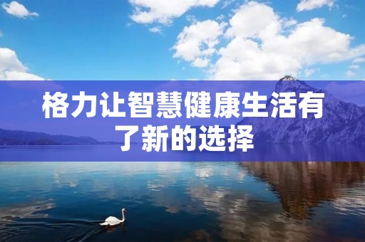 格力让智慧健康生活有了新的选择
