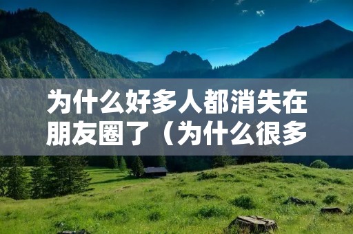 为什么好多人都消失在朋友圈了(为什么很多人消失在朋友圈)