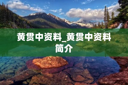黄贯中资料_黄贯中资料简介