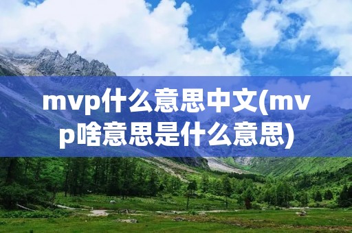 mvp什么意思中文(mvp啥意思是什么意思) mvp什么意思中文(mvp啥意思是什么意思)