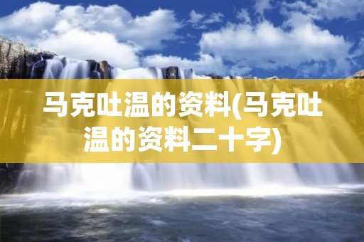 马克吐温的资料(马克吐温的资料二十字)