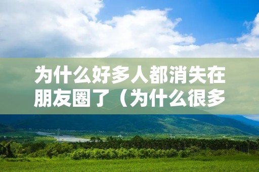 为什么好多人都消失在朋友圈了(为什么很多人消失在朋友圈)