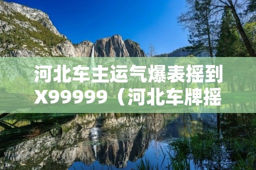 河北车主运气爆表摇到X99999(河北车牌摇号申请网站)
