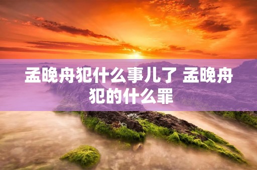 孟晚舟犯什么事儿了 孟晚舟 犯的什么罪 孟晚舟犯什么事儿了 孟晚舟 犯的什么罪
