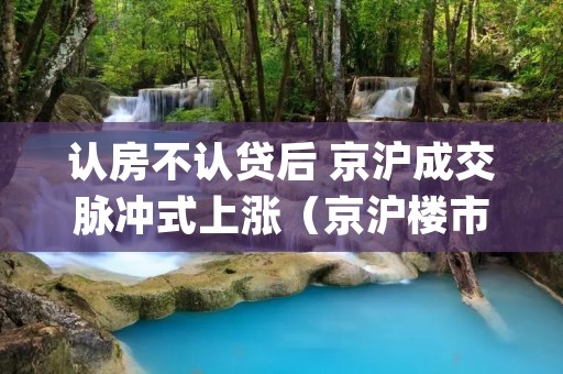 认房不认贷后 京沪成交脉冲式上涨(京沪楼市何时见顶(下))