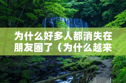 为什么好多人都消失在朋友圈了(为什么越来越多人消失在朋友圈)