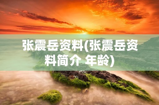 张震岳资料(张震岳资料简介 年龄)