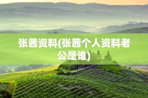 张茜资料(张茜个人资料老公是谁)