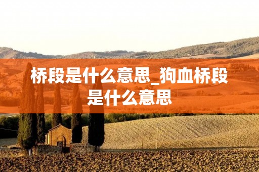 桥段是什么意思_狗血桥段是什么意思
