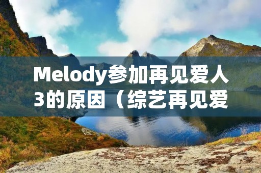 Melody参加再见爱人3的原因(综艺再见爱人音乐)