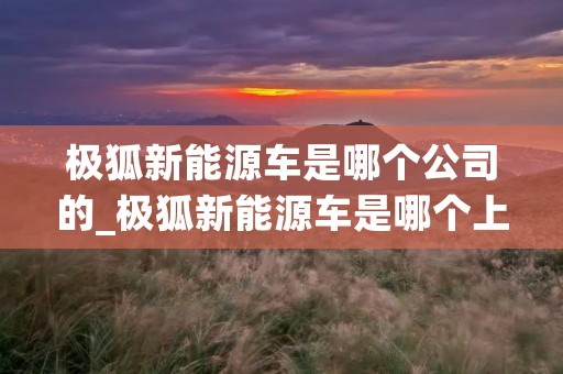 极狐新能源车是哪个公司的_极狐新能源车是哪个上市公司的