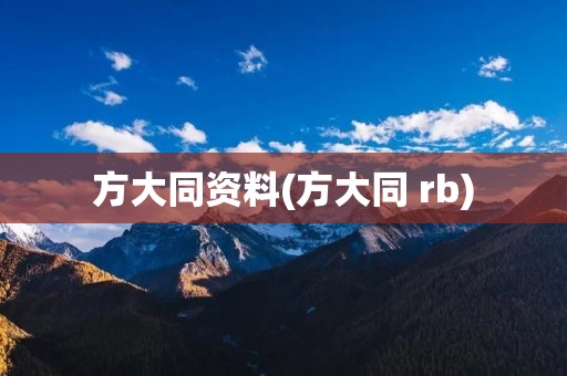 方大同资料(方大同 rb)
