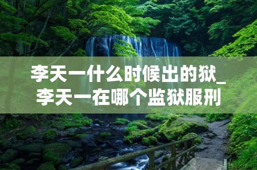 李天一什么时候出的狱_李天一在哪个监狱服刑 李天一什么时候出的狱_李天一在哪个监狱服刑