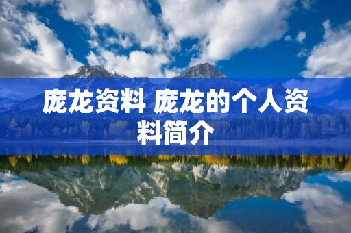 庞龙资料 庞龙的个人资料简介