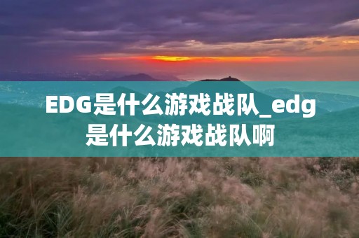 EDG是什么游戏战队_edg是什么游戏战队啊