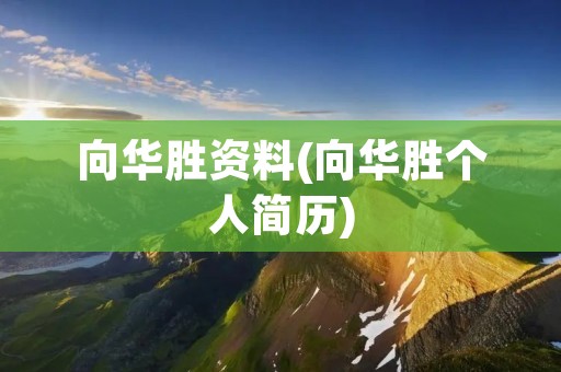 向华胜资料(向华胜个人简历)