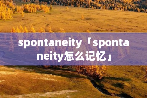 spontaneity「spontaneity怎么记忆」