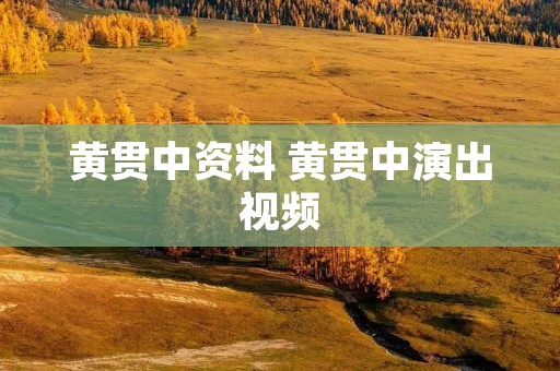 黄贯中资料 黄贯中演出视频