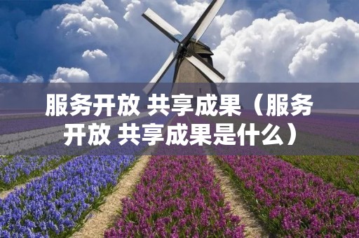 服务开放 共享成果（服务开放 共享成果是什么）