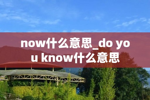 now什么意思_do you know什么意思 now什么意思_do you know什么意思