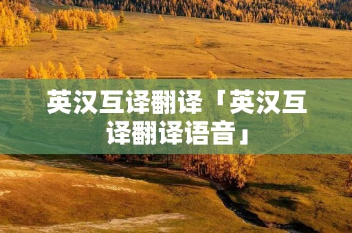 英汉互译翻译「英汉互译翻译语音」
