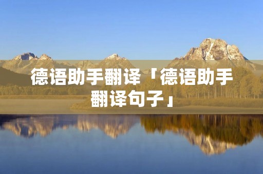 德语助手翻译「德语助手翻译句子」