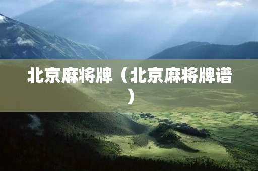 北京麻将牌（北京麻将牌谱）