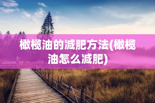 橄榄油的减肥方法(橄榄油怎么减肥)