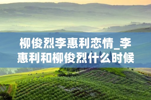 柳俊烈李惠利恋情_李惠利和柳俊烈什么时候公布恋情的