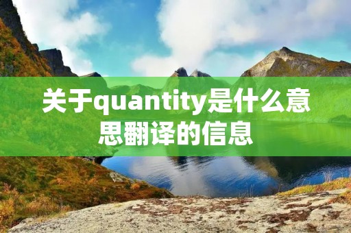 关于quantity是什么意思翻译的信息