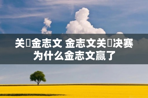 关喆金志文 金志文关喆决赛为什么金志文赢了