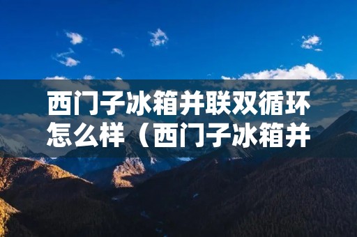 西门子冰箱并联双循环怎么样（西门子冰箱并联双循环是什么意思）