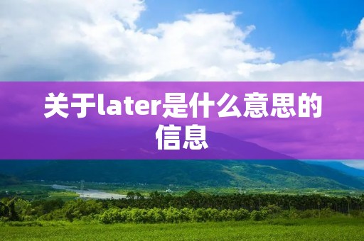 关于later是什么意思的信息 关于later是什么意思的信息