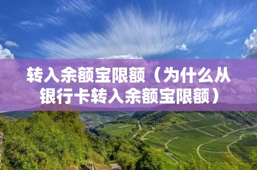 转入余额宝限额（为什么从**卡转入余额宝限额）