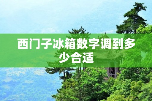 西门子冰箱数字调到多少合适