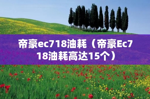 帝豪ec718油耗(帝豪Ec718油耗高达15个) 帝豪ec718油耗(帝豪Ec718油耗高达15个)