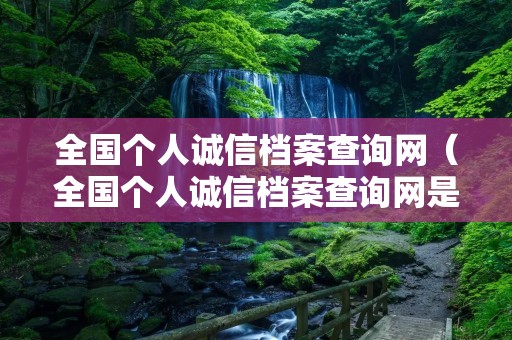全国个人诚信档案查询网（全国个人诚信档案查询网是真的吗）