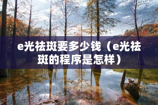e光祛斑要多少钱（e光祛斑的程序是怎样）