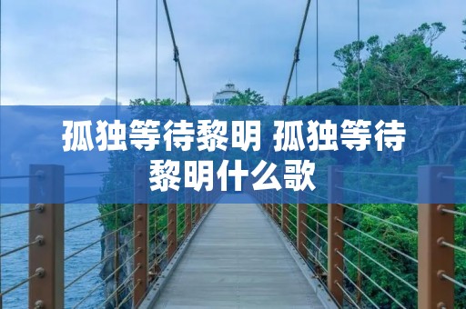 孤独等待黎明 孤独等待黎明什么歌