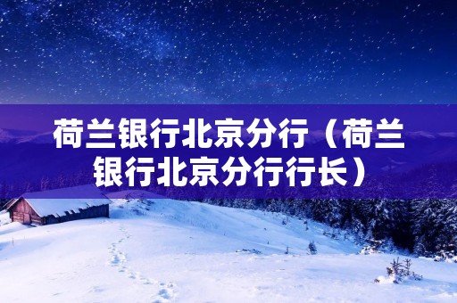 荷兰**北京分行（荷兰**北京分行行长）