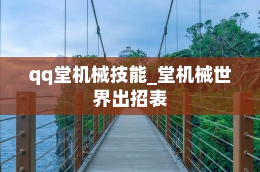 qq堂机械技能_堂机械世界出招表