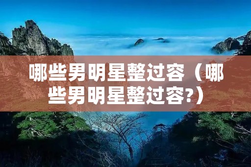 哪些男明星整过容（哪些男明星整过容?）