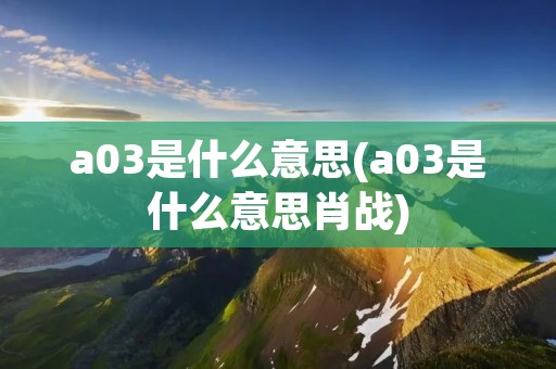 a03是什么意思(a03是什么意思肖战) a03是什么意思(a03是什么意思肖战)