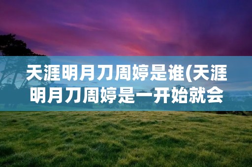 天涯明月刀周婷是谁(天涯明月刀周婷是一开始就会武功的吗)