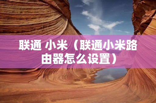 联通 小米（联通小米路由器怎么设置）