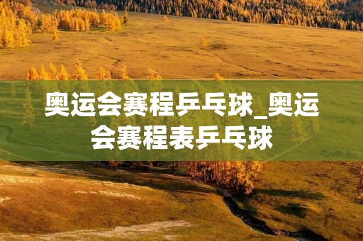 奥运会赛程乒乓球_奥运会赛程表乒乓球