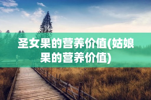 圣女果的营养价值(姑娘果的营养价值)