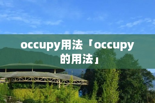 occupy用法「occupy 的用法」