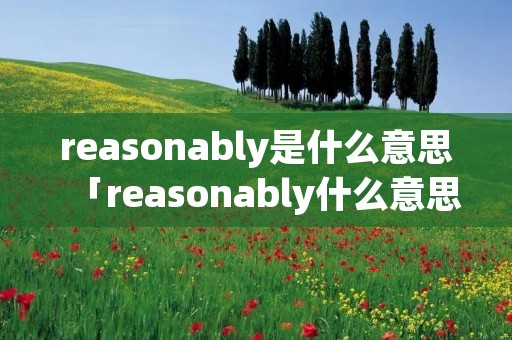reasonably是什么意思「reasonably什么意思中文翻译」