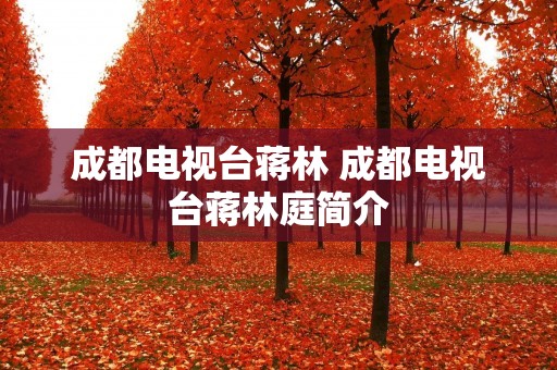 成都电视台蒋林 成都电视台蒋林庭简介